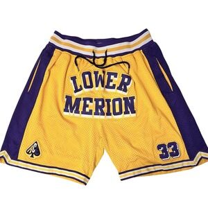 Lower Merion Kobe‎ Bryant #33 Basketball Shorts Yellow Purple Gold